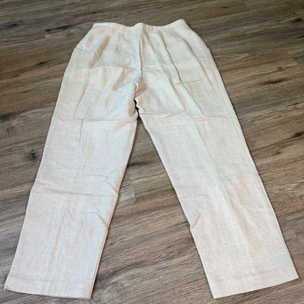 Vintage Dorothy Schoelen Platinum Pant 90s Linen Blend Prairie | Cream Red | 16